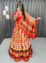 Tussar Silk Beige Traditional Wear Digital Printed Lehenga Choli